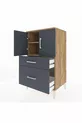 Commode Hyperion à 2 étagères, 2 tiroirs, 2 portes, Pins-Anthracite