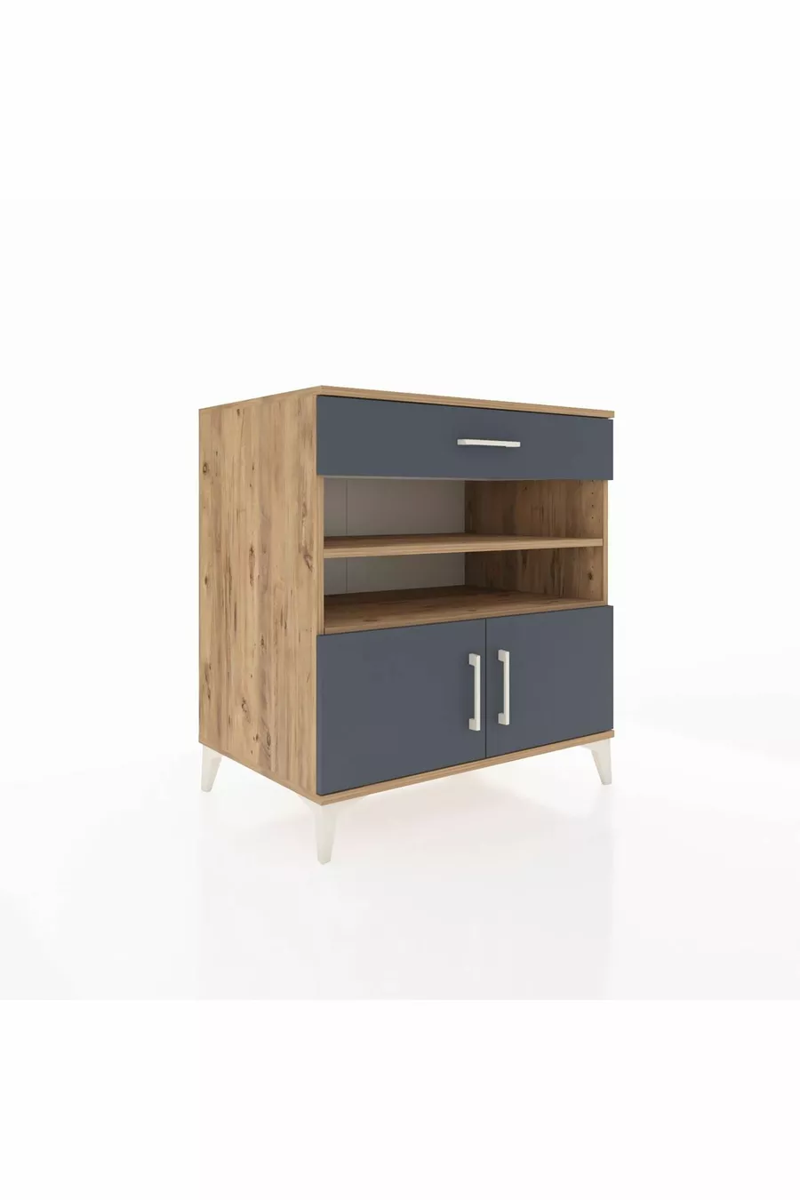 Commode Kronos 3 étagères 1 tiroir 2 portes Pin-Anthracite