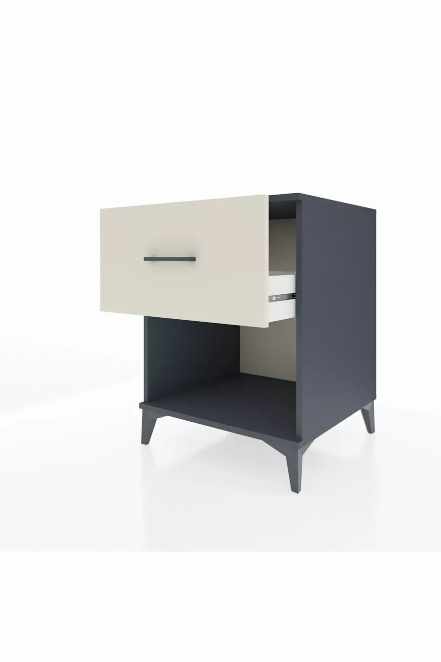 Chevet Kronos avec un tiroir unique Gris anthracite-Sable