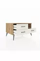 Commode Kronos à une étagère et trois tiroirs Pin-Pin/Marbre blanc