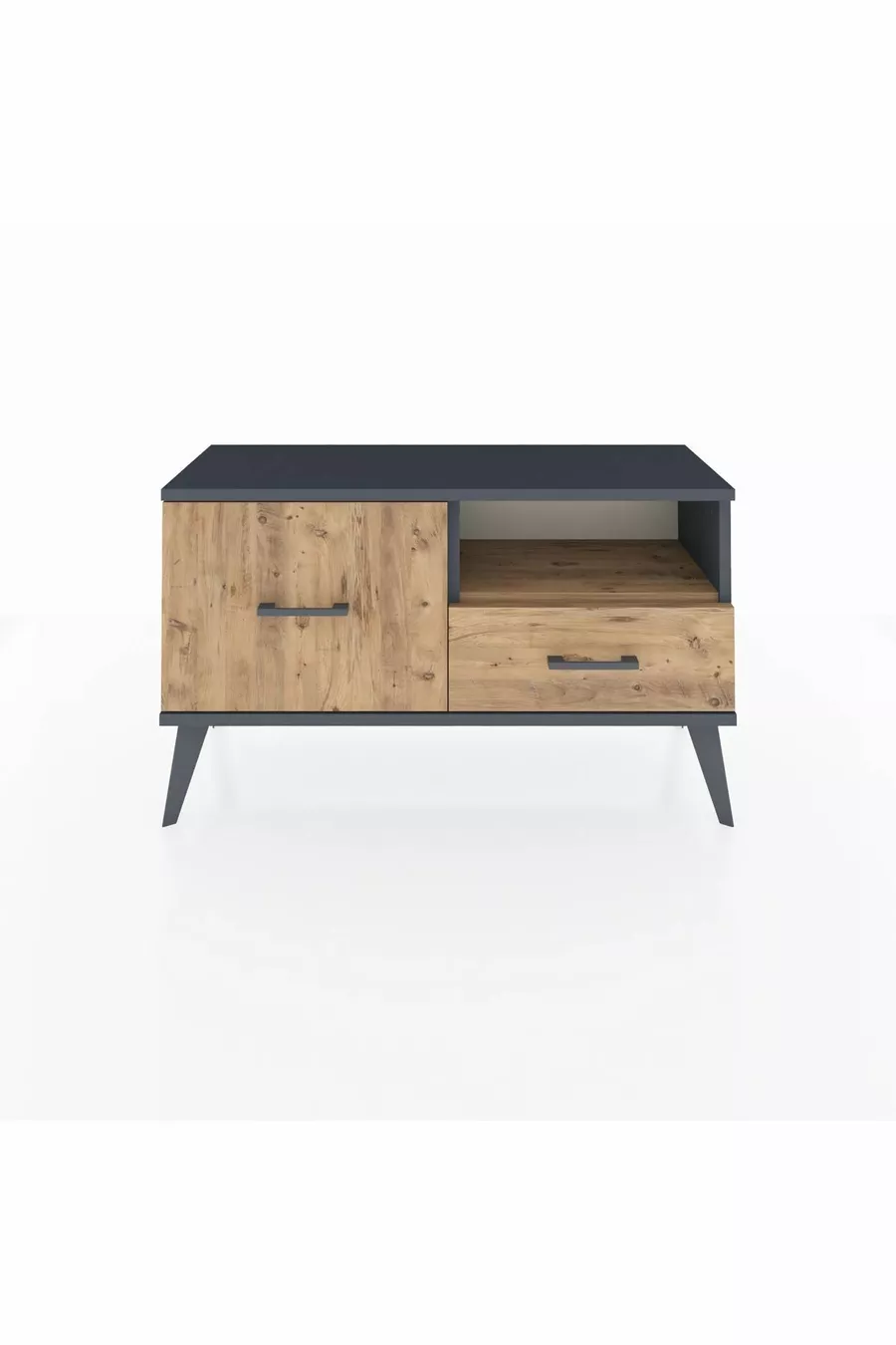 Commode Arges à une étagère et 2 tiroirs Anthracite-Pin