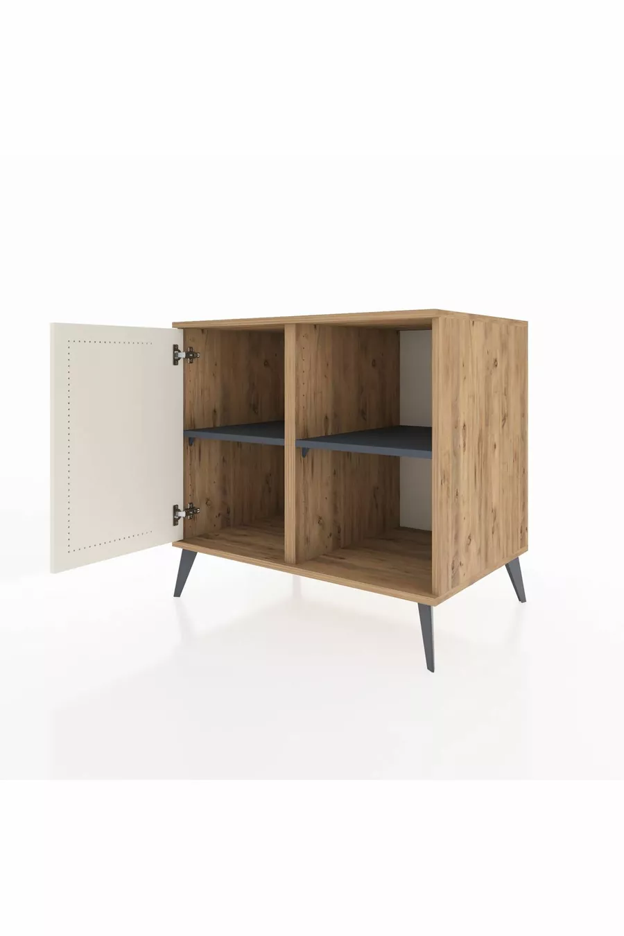 Commode Kronos à 2 étagères avec une porte en pin-pierre d'agate / Anthracite