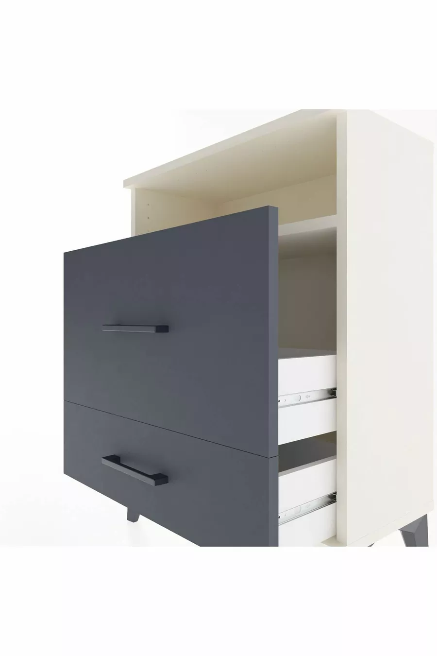 Comodino Arges con 1 ripiano e 2 cassetti Atesino-Antracite