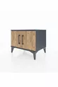 Table de chevet Hyperion à une étagère et deux portes Anthracite-Pin