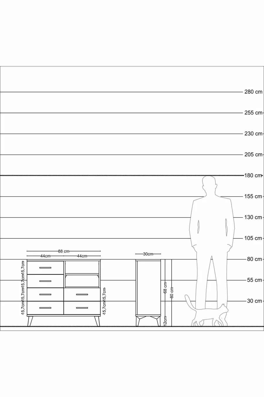 Arges Ladekast 2 Planken 6 Lades Den/Hout-Antraciet