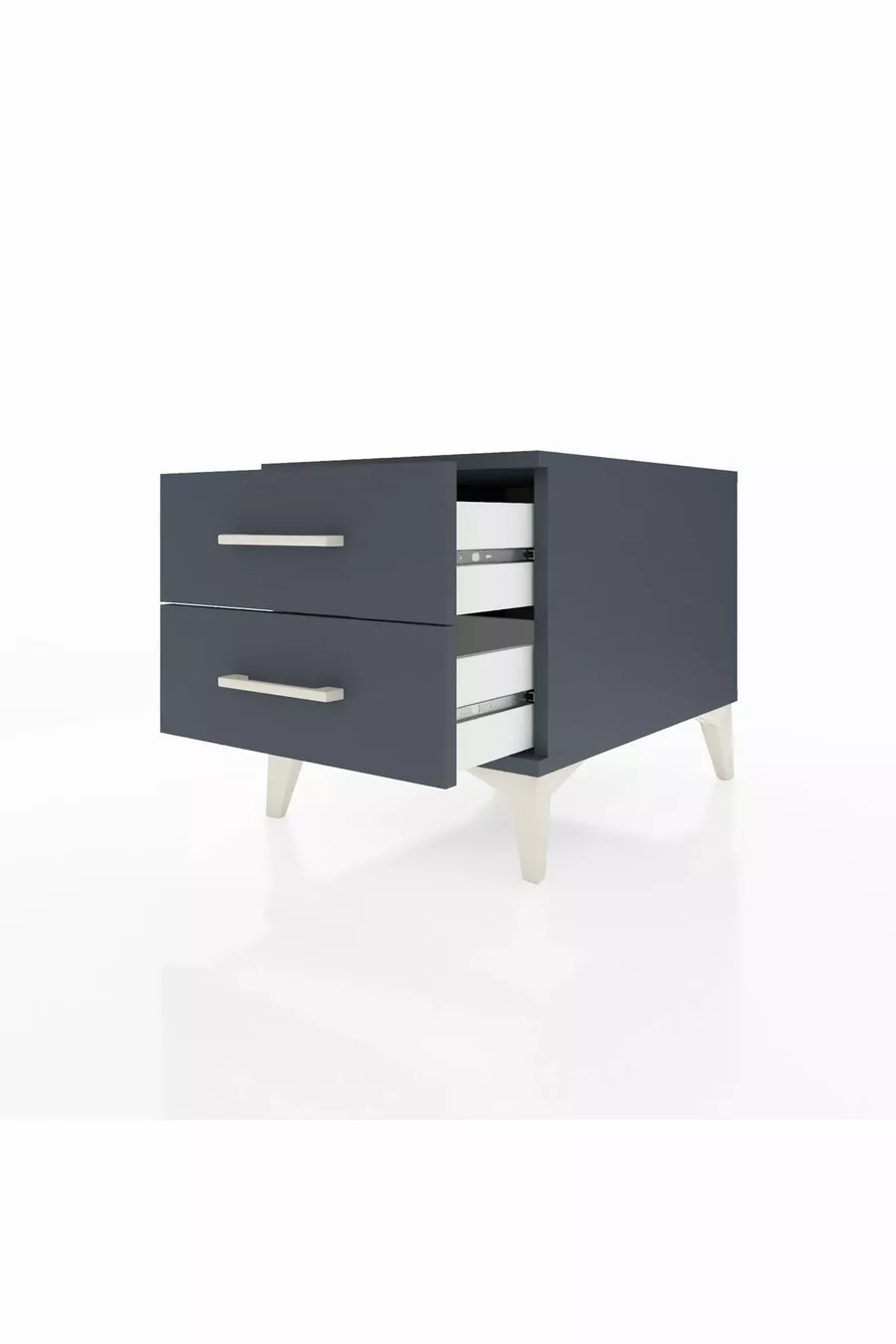 Table de chevet Kronos à 2 tiroirs Anthracite-Anthracite