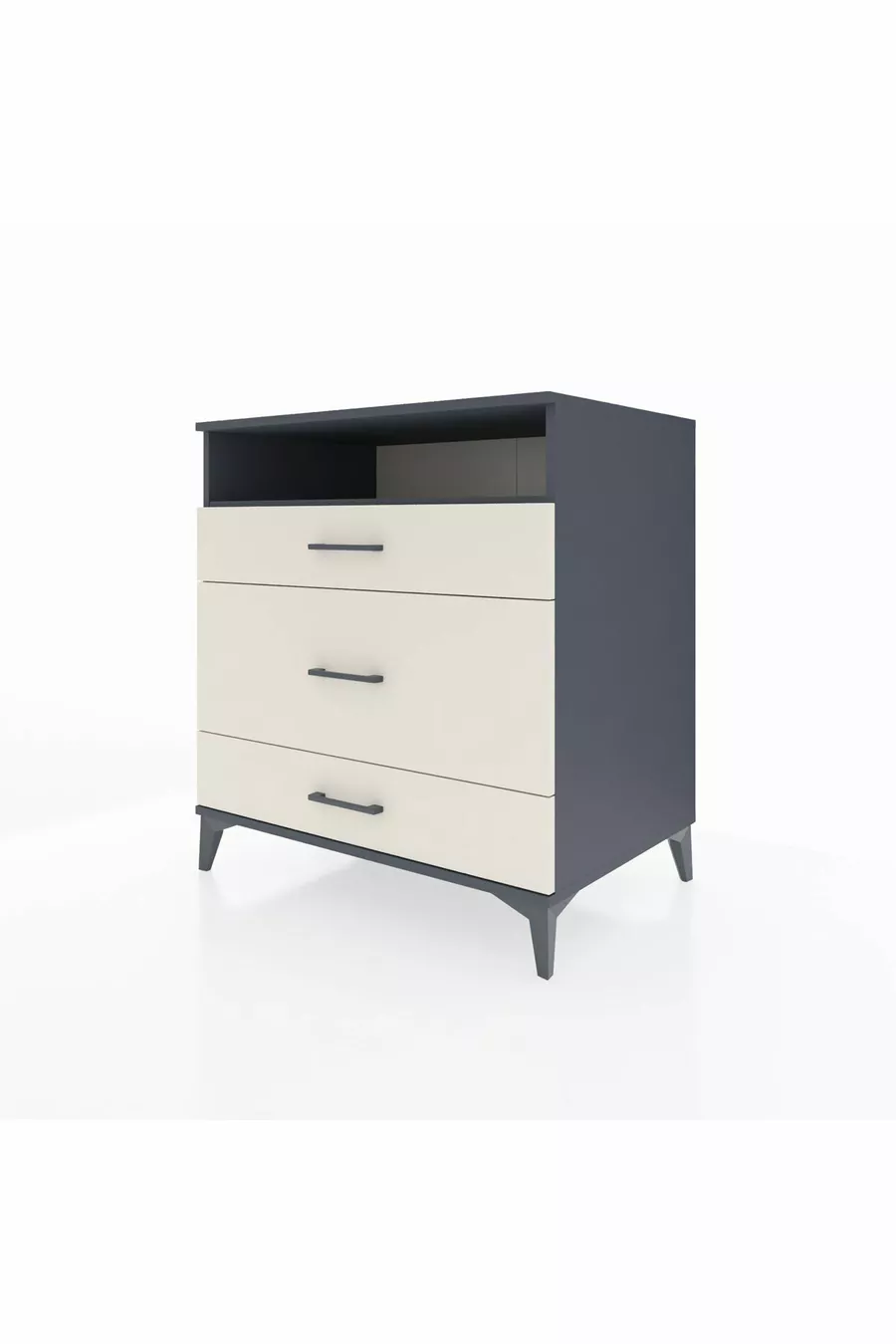 Commode Kronos à une étagère et 3 tiroirs Anthracite-Pierre de Lune