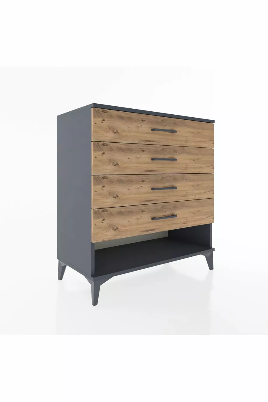 Commode Hyperion 4 tiroirs Anthracite-Sapin