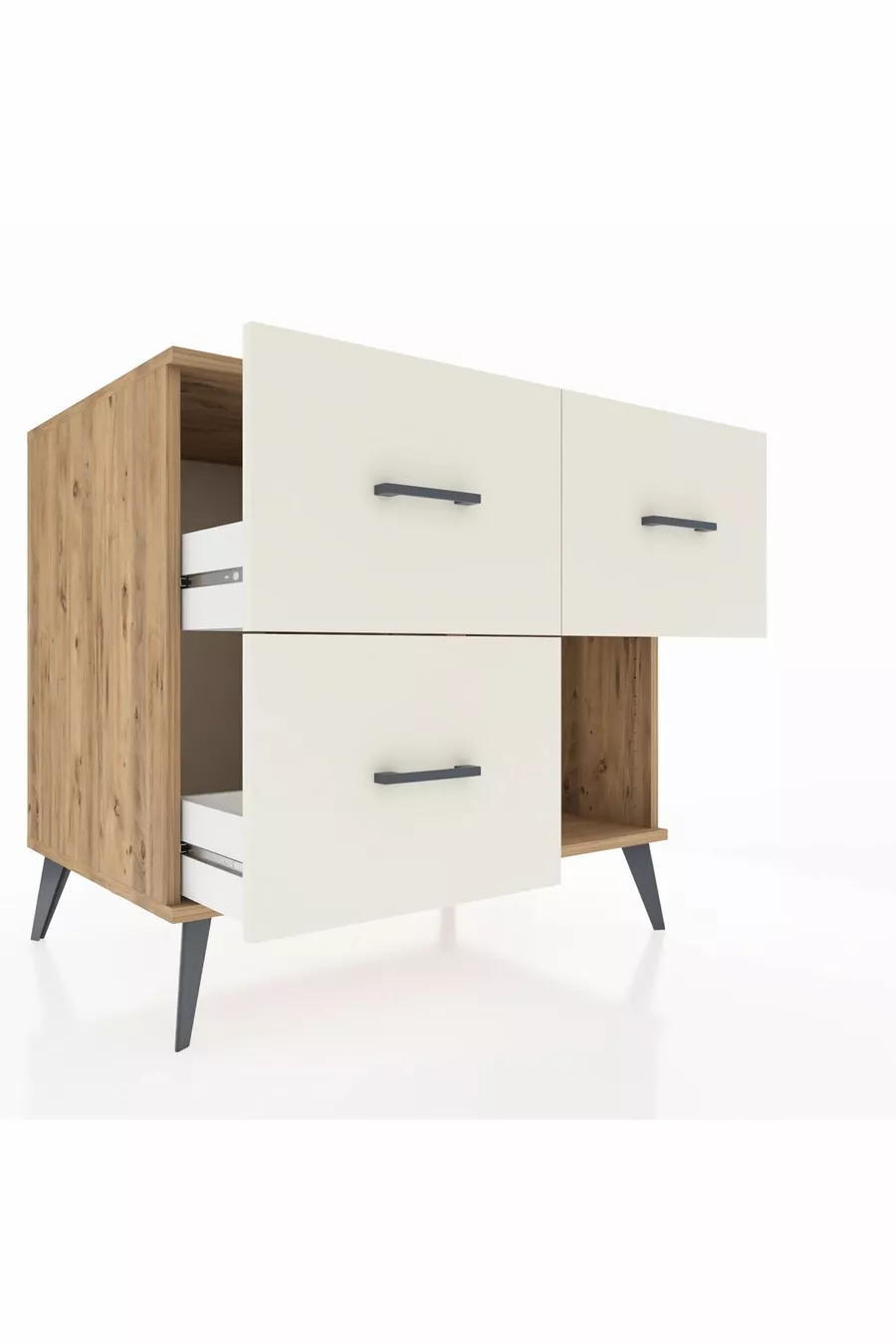 Commode Kronos à 3 tiroirs Pin-Pierre d'Agate