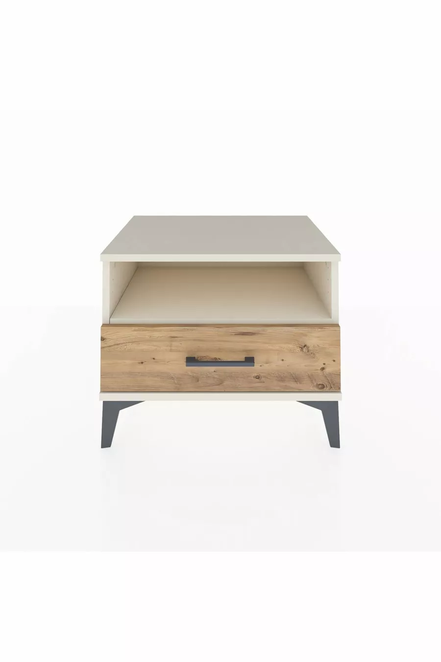 Commode Hyperion à une étagère et un tiroir, Pierre de lune-Pin