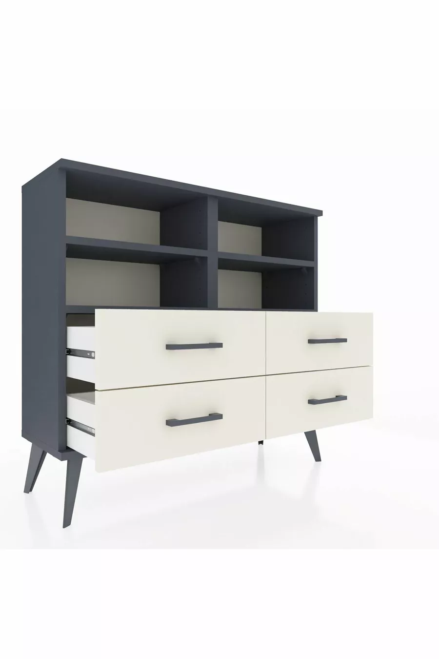 Arges Dresser 4 Shelves 4 Drawers Anthracite-Anthracite/Moonstone