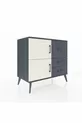 Commode Hyperion à une étagère, 3 tiroirs, 2 portes, Anthracite-Pierre de Lune/Anthracite