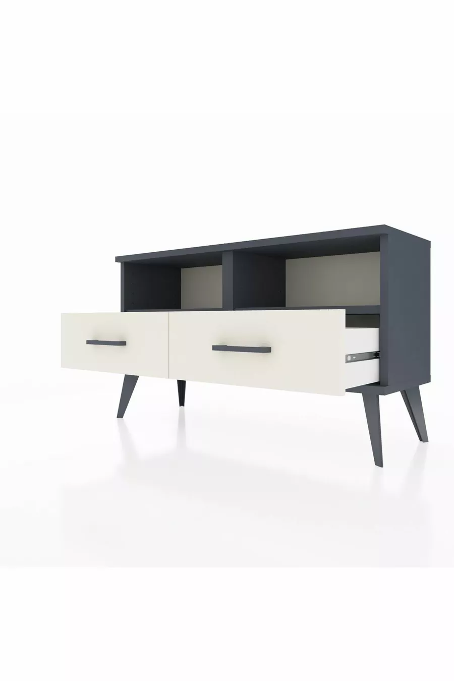 Commode Arges 2 étagères 2 tiroirs Anthracite-Anthracite/Pierre de lune