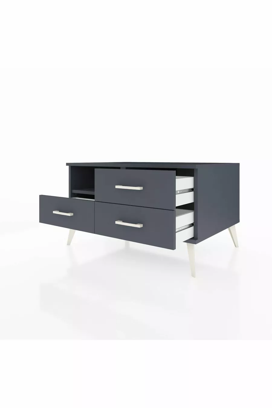 Commode Kronos à une étagère et trois tiroirs Anthracite-Anthracite