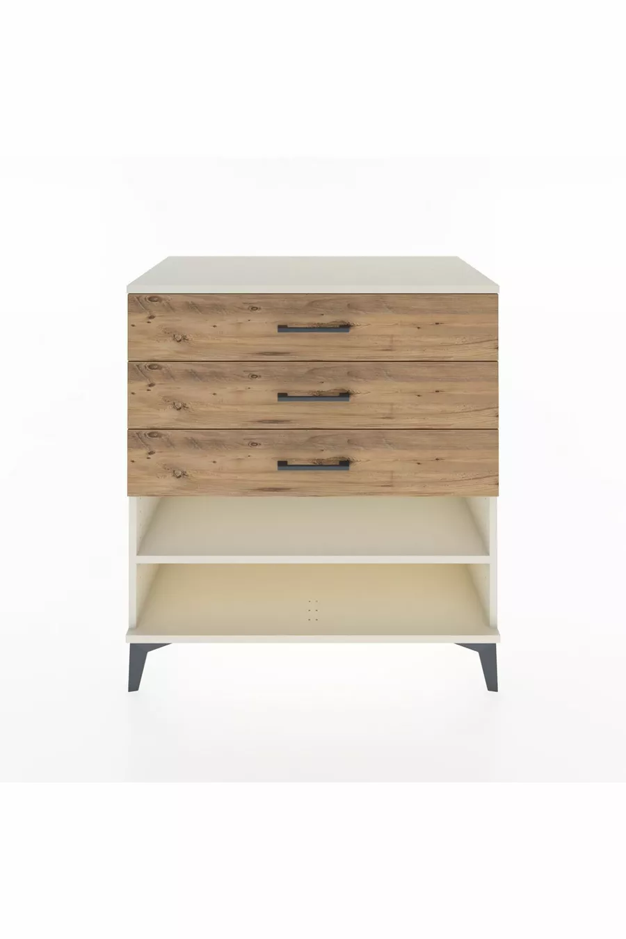 Commode Hyperion à une étagère et 3 tiroirs Pierre de lune-Pin