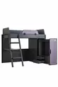 Chambre de joueur avec lit superposé, lits mezzanine Gamer avec LED, bureau et armoire
