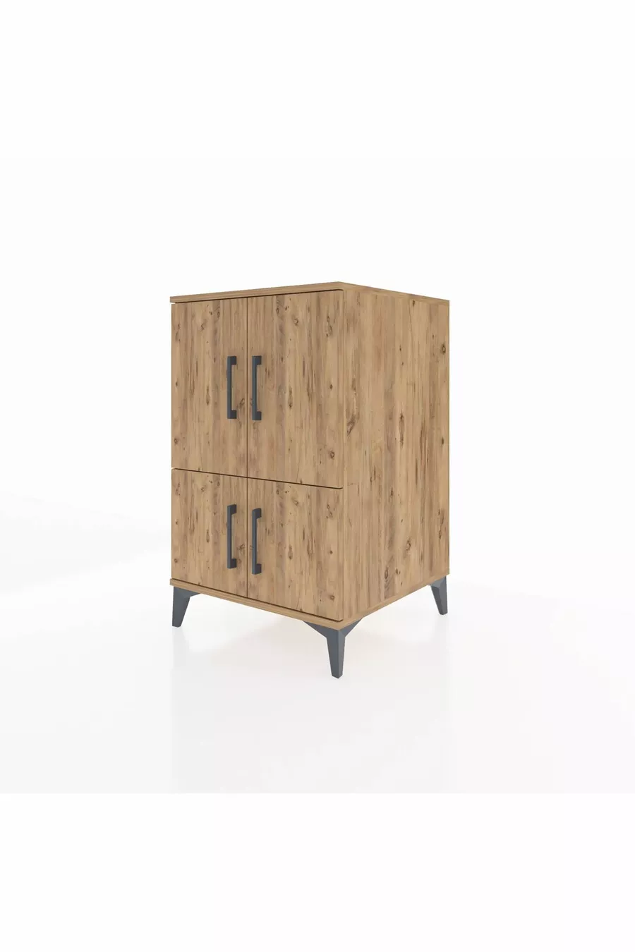 Kronos Nightstand with 2 Shelves and 4 Doors Pine-Pine