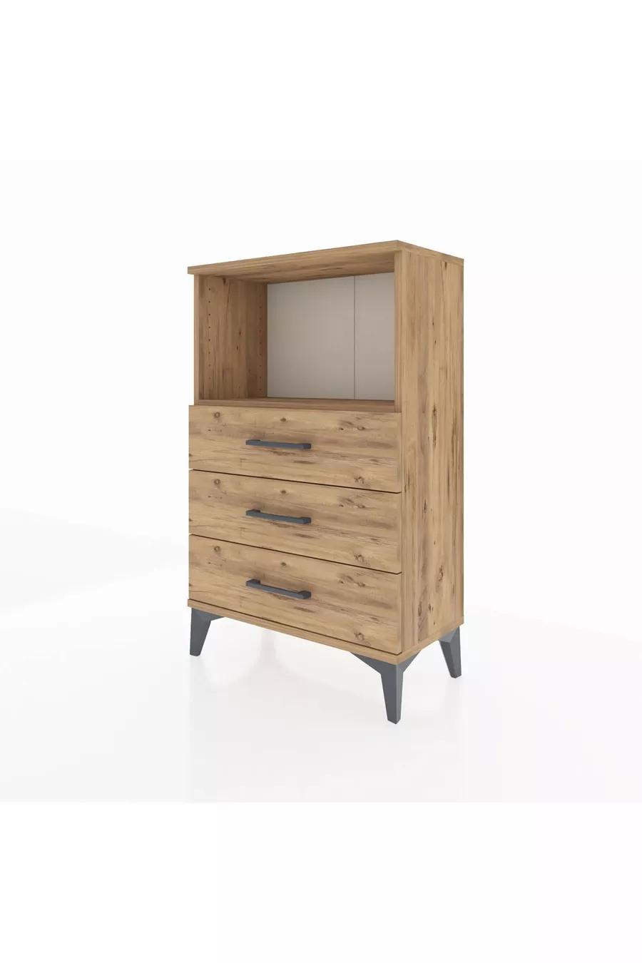 Arges Commode Single Shelf 3 Drawers Pine-Pine