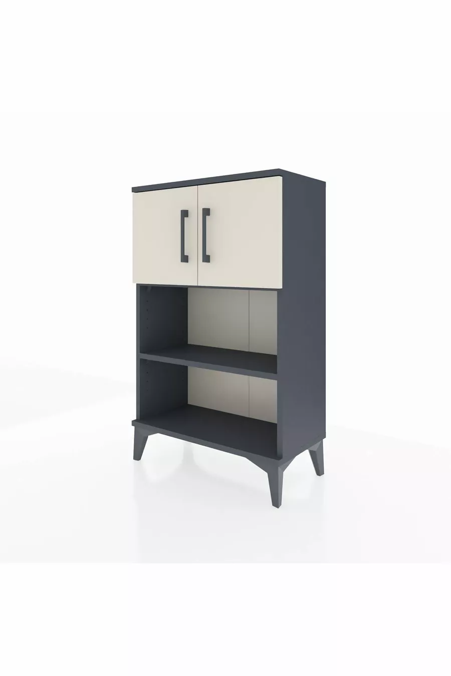 Chevet Arges à 2 étagères et 2 portes, Anthracite-Sel de pierre