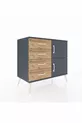 Commode Hyperion à une étagère, 4 tiroirs et 2 portes Anthracite-Anthracite/Sapin
