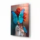Peinture sur verre Femme Papillon