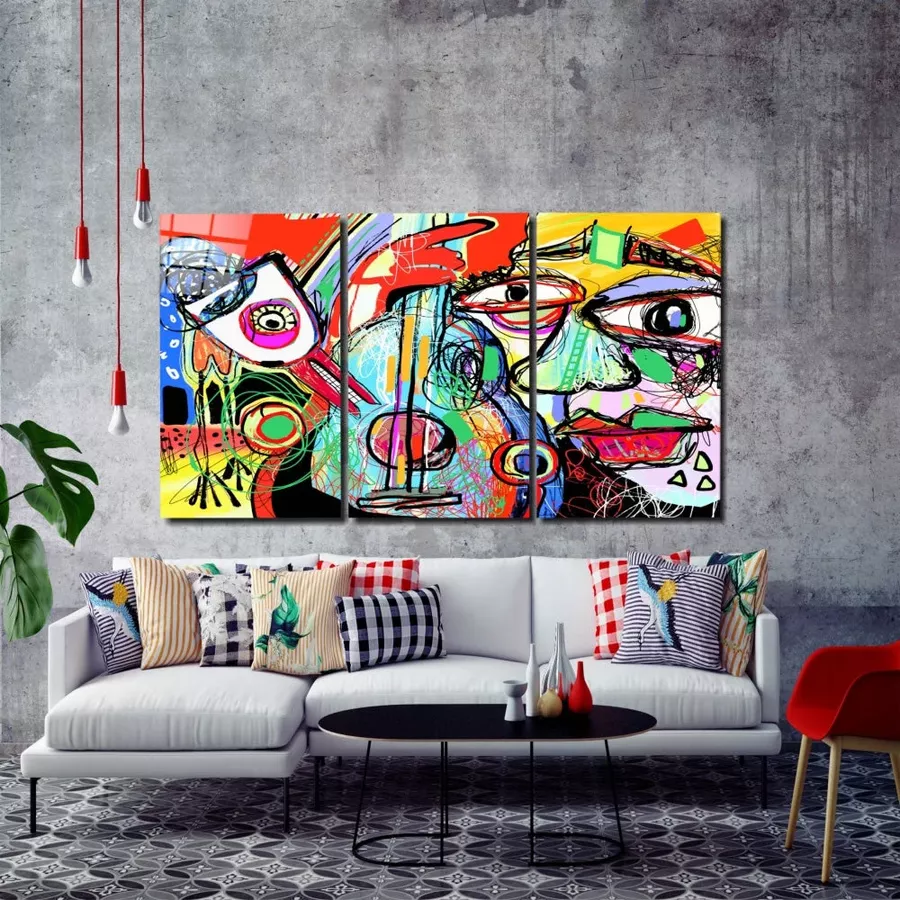 Peinture Géante Abstraite de Violoncelle en Verre