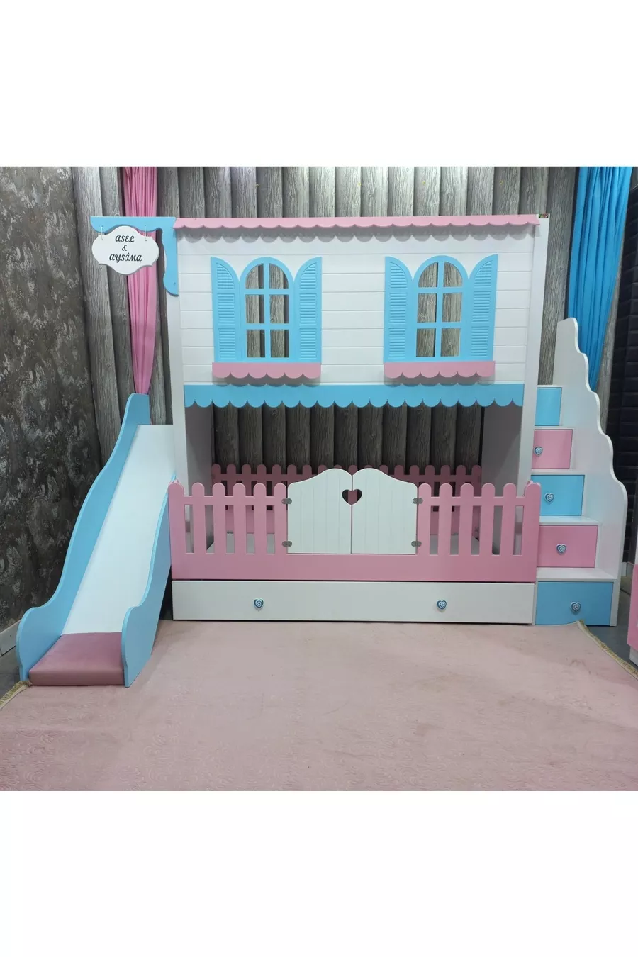 Alaçatı Bunk Bed with Slide and Small Bed