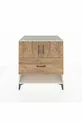 Commode Kronos avec 2 étagères, 1 tiroir et 2 portes, Pierre de Lune-Sapin