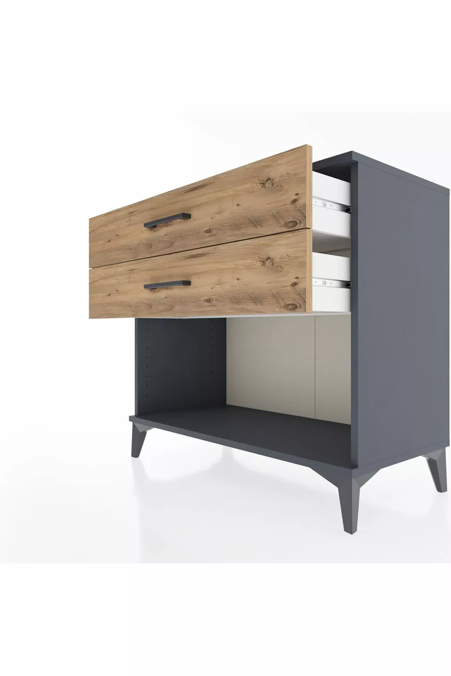 Commode Hyperion 2 tiroirs Anthracite-Sapin