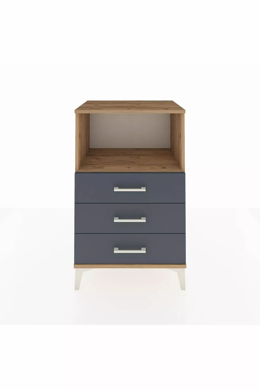 Hyperion Nightstand with One Shelf and 3 Drawers Pine-Anthracite
