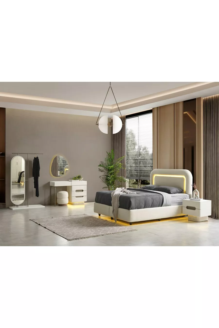 ENSEMBLE DE CHAMBRE À COUCHER EN MDF ÉLÉGANT