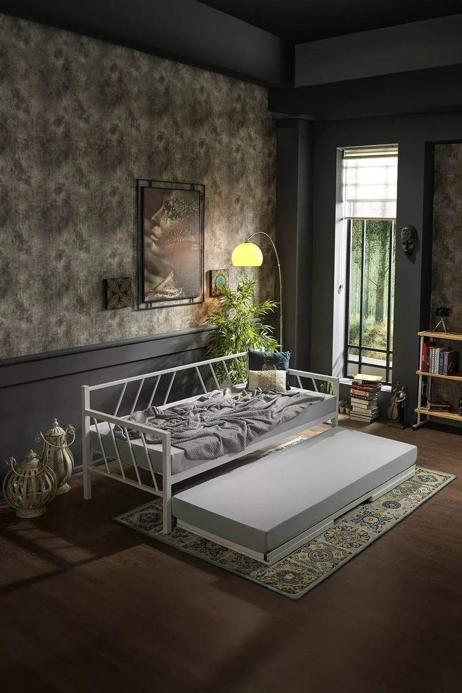 Кровать Glory Yavrulu Daybed одно-двухместная с металлическим каркасом, белая