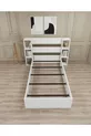 Lit simple avec étagère compatible avec matelas Smart, blanc - Smart