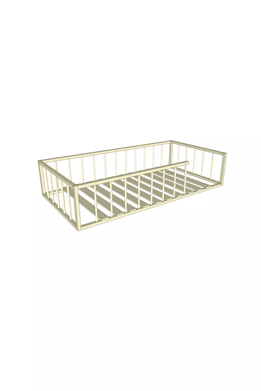 Lit pour enfant en bois massif naturel avec lattes rondes cm X cm Bois naturel