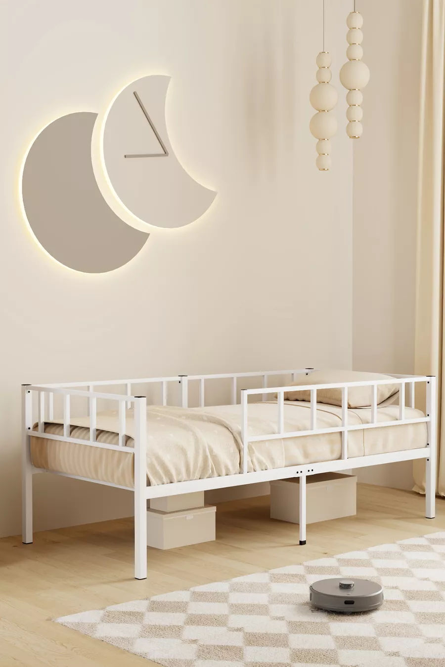 Daybed Zenit Metalen Bed Wit, Bed met Hoofdeinde, Verschillende Maatopties