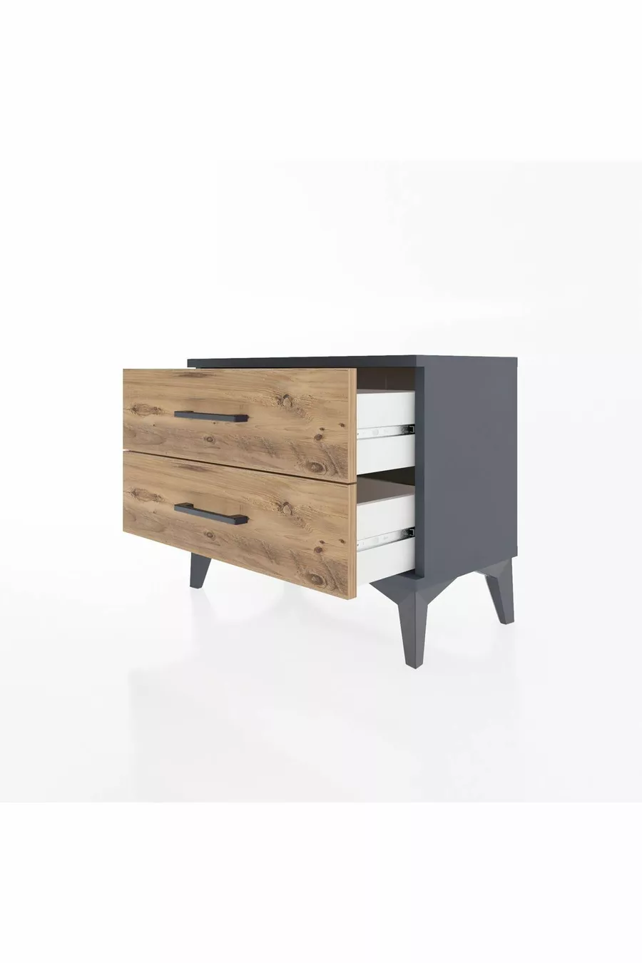 Chevet Arges 2 tiroirs Anthracite-Pin