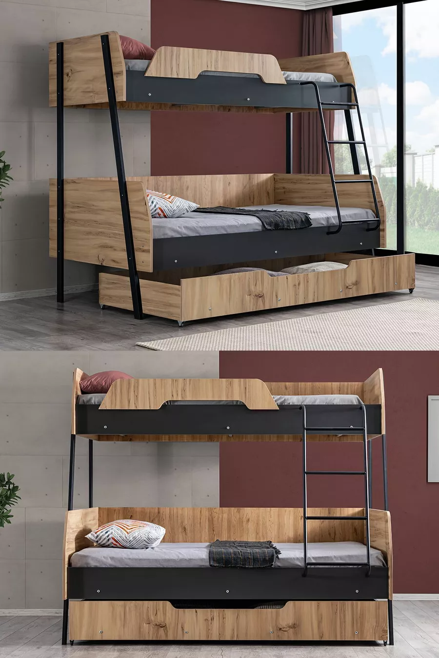 Bunk Bed, Alba Bunk Bed with Child Bed,  cm -  cm