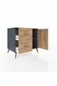 Commode Kronos avec une étagère, 2 tiroirs et une porte, Anthracite-Pin