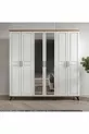 Camera da letto completa in MDF Sport con 6 ante, pino atlantico-bianco (con base)