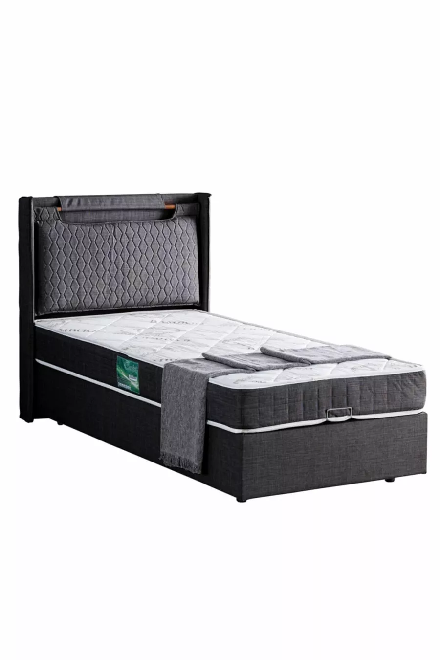 Ensemble de lit Comfort avec sommier simple Zagreb, Anthracite