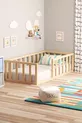 Lit Montessori sans pieds en bois de pin naturel pour enfants et bébés