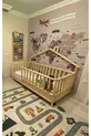 Back Roofed Doğal Ahşap Yatak Montessori Bebek Ve Çocuk Karyolası