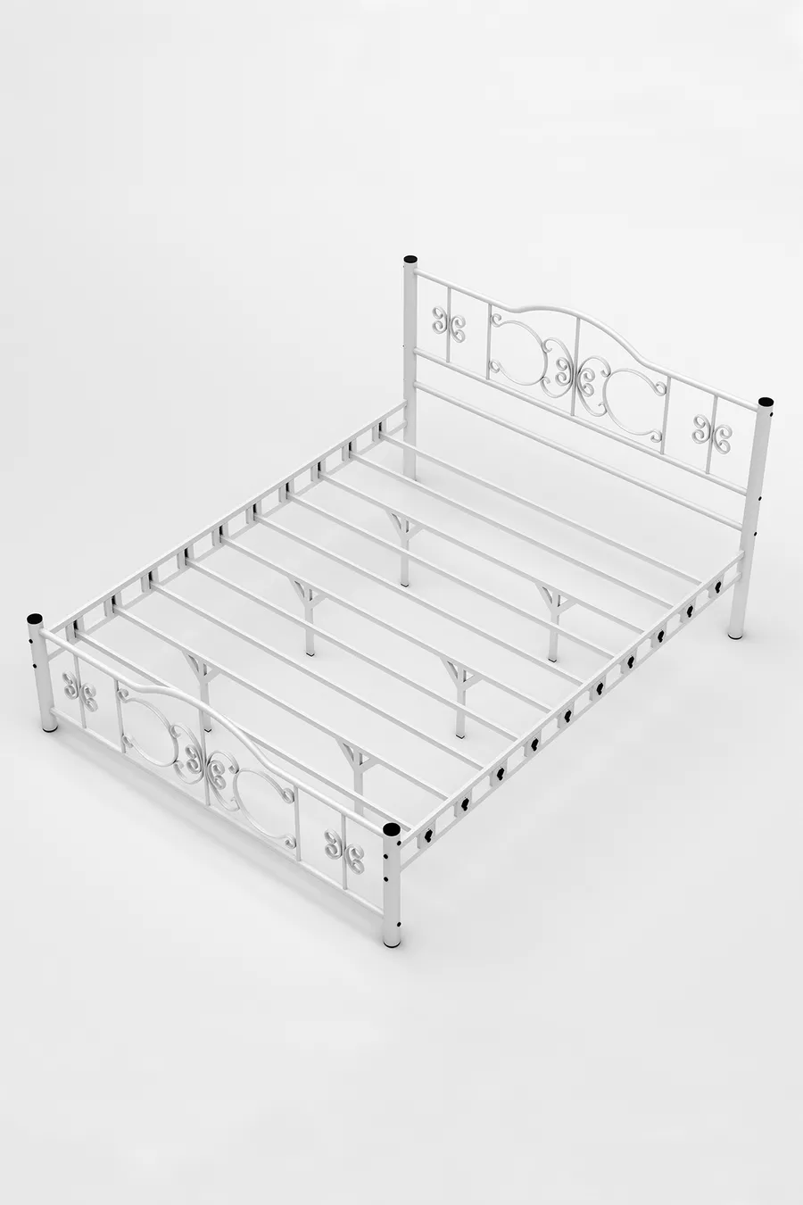 Pero Double Bed Wrought Iron Metal Bed White
