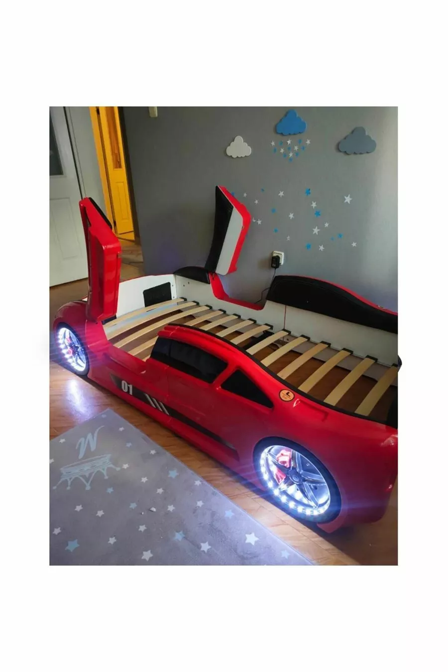 Supercarbeds - Lamborghını - Arabalı Yatak Araba Yatak - Extreme - Kapıları Yukarı Açılır - Kırmızı