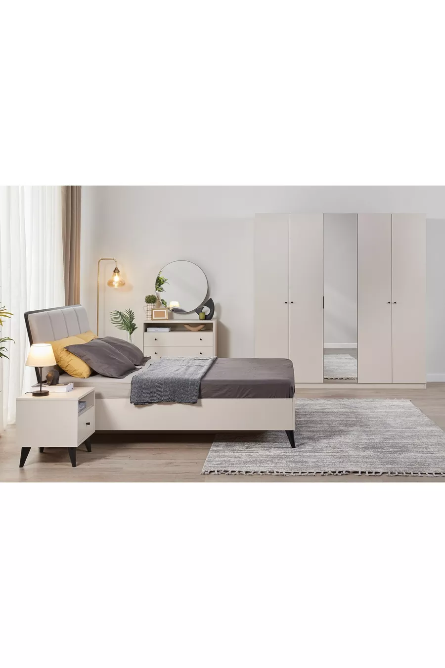 Ensemble de chambre Solina, Beige, 5 portes