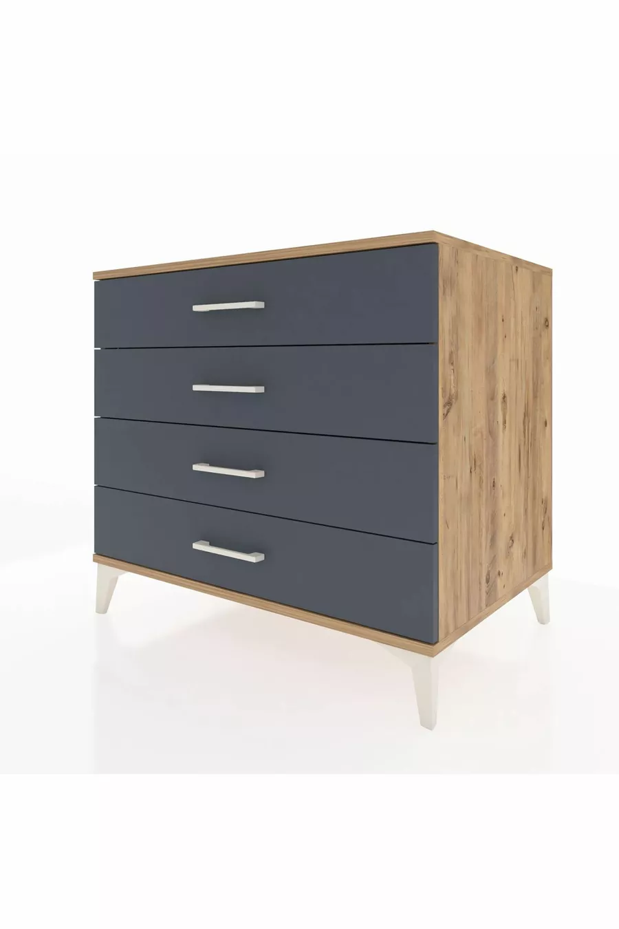 Commode Kronos à 4 tiroirs Pin-Anthracite
