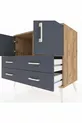 Commode Hyperion 2 étagères 4 tiroirs 2 portes Pin-Anthracite