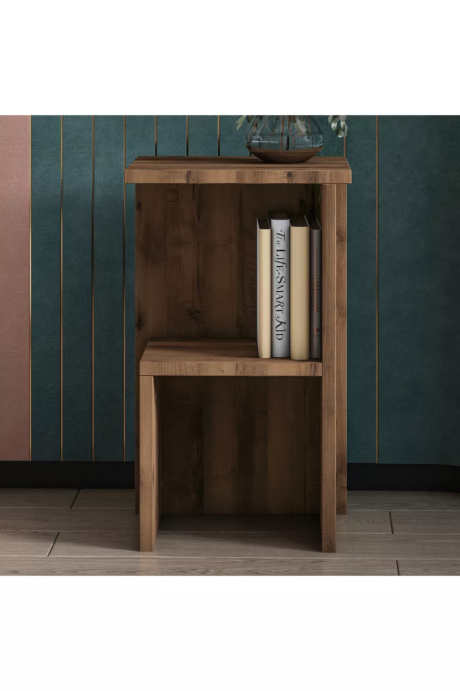 Roisin Modern Multipurpose Nightstand & Side Table Antique Walnut