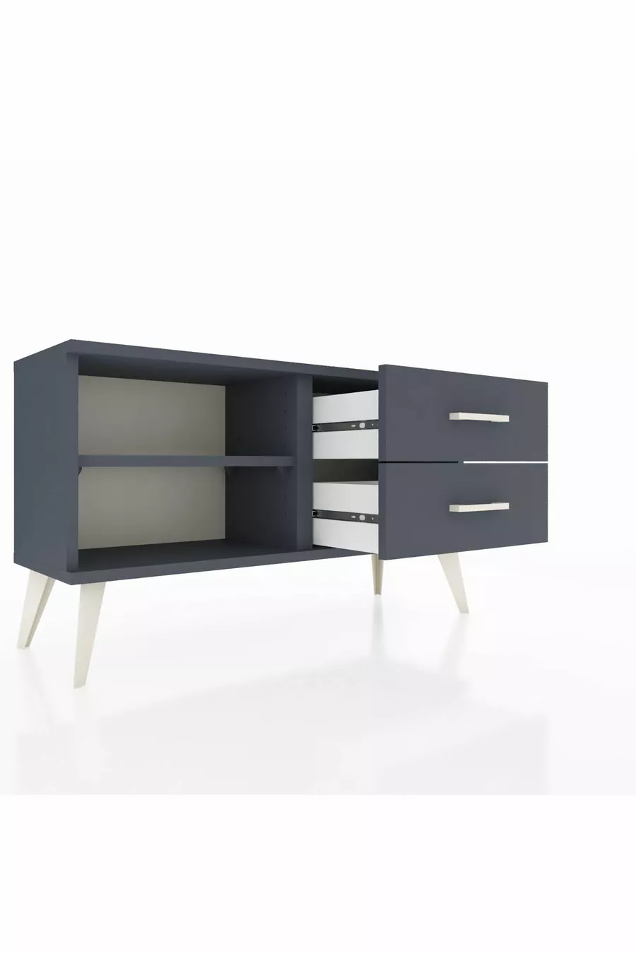 Commode Arges à une étagère et 2 tiroirs Anthracite-Anthracite