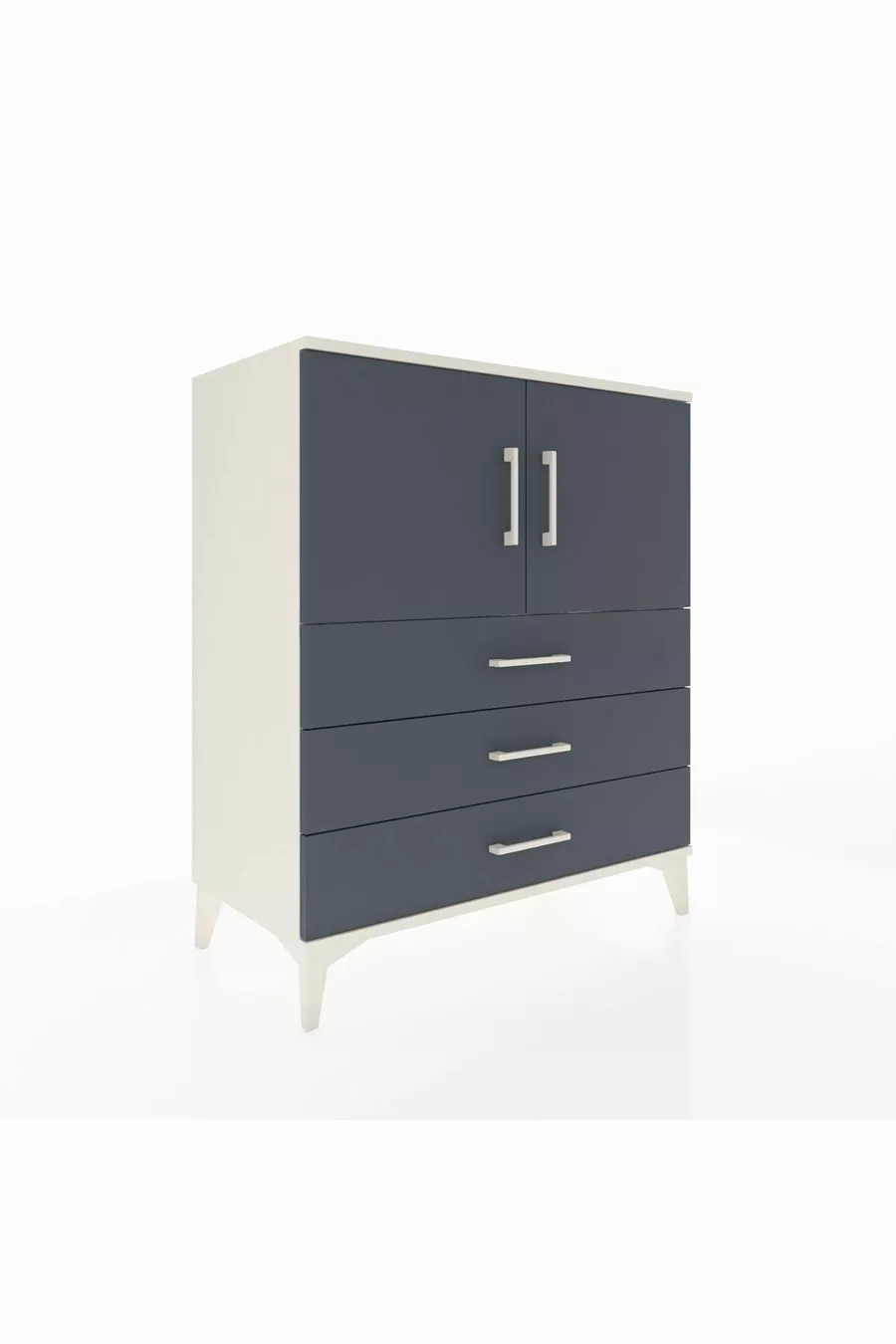 Commode Hyperion avec 2 étagères, 3 tiroirs et 2 portes, Pierre de Lune-Anthracite